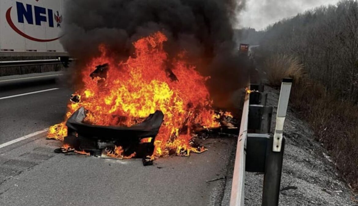 Tesla Bursts Into Flames On US Highway, Photos Show Unrecognisable Car